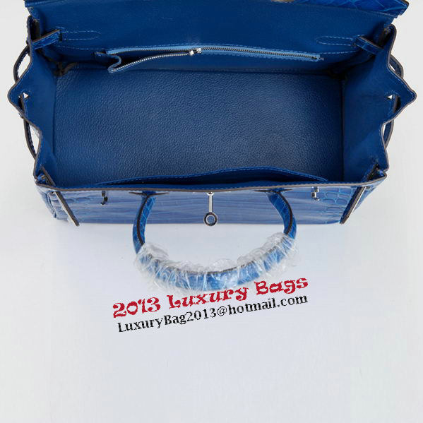 Hermes Birkin 30CM Tote Bags Blue Iridescent Croco Leather Silver Hermes Birkin 30CM Tote Bags Blue Iridescent Croco Leather Silver