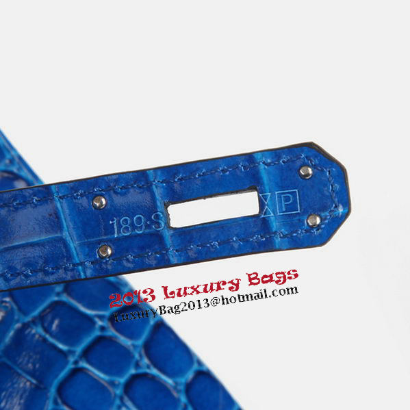 Hermes Birkin 30CM Tote Bags Blue Iridescent Croco Leather Silver Hermes Birkin 30CM Tote Bags Blue Iridescent Croco Leather Silver