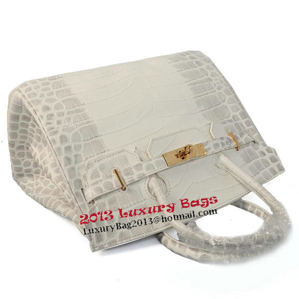 Hermes Birkin 30CM Tote Bags OffWhite Croco Leather Gold Hermes Birkin 30CM Tote Bags OffWhite Croco Leather Gold