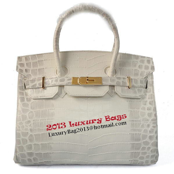 Hermes Birkin 30CM Tote Bags OffWhite Croco Leather Gold Hermes Birkin 30CM Tote Bags OffWhite Croco Leather Gold