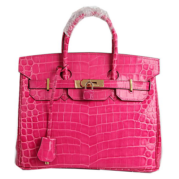 Hermes Birkin 30CM Tote Bags Peach Croco Leather Gold