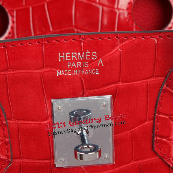 Hermes Birkin 30CM Tote Bags Red Iridescent Croco Leather Silver Hermes Birkin 30CM Tote Bags Red Iridescent Croco Leather Silver