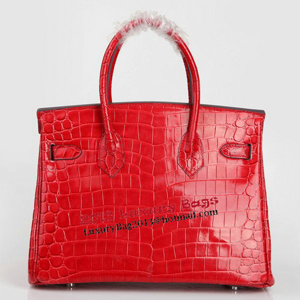 Hermes Birkin 30CM Tote Bags Red Iridescent Croco Leather Silver Hermes Birkin 30CM Tote Bags Red Iridescent Croco Leather Silver