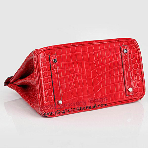 Hermes Birkin 30CM Tote Bags Red Iridescent Croco Leather Silver Hermes Birkin 30CM Tote Bags Red Iridescent Croco Leather Silver