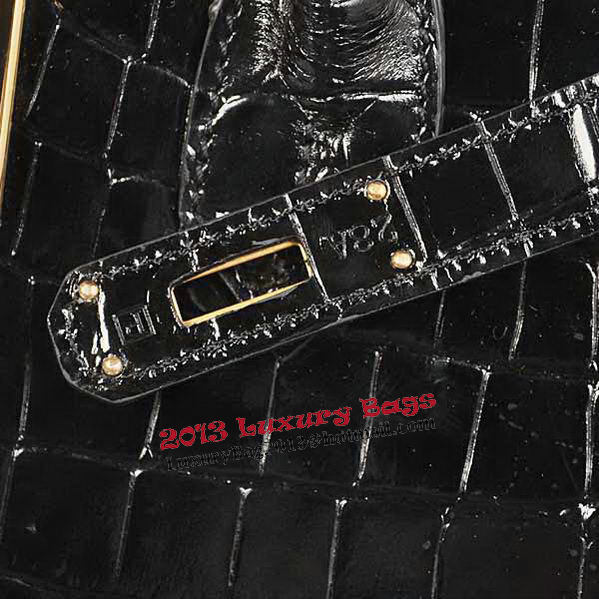 Hermes Birkin 35CM Tote Bag Black Iridescent Croco Leather Gold Hermes Birkin 35CM Tote Bag Black Iridescent Croco Leather Gold
