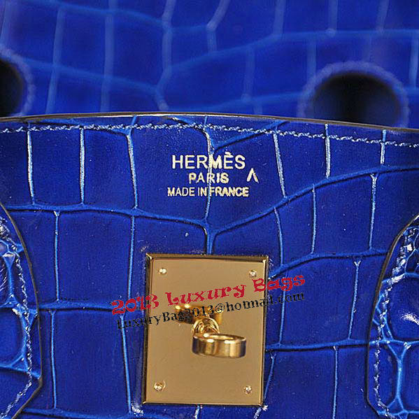 Hermes Birkin 35CM Tote Bag Blue Iridescent Croco Leather Gold Hermes Birkin 35CM Tote Bag Blue Iridescent Croco Leather Gold