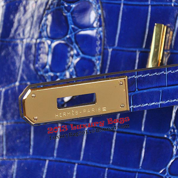 Hermes Birkin 35CM Tote Bag Blue Iridescent Croco Leather Gold Hermes Birkin 35CM Tote Bag Blue Iridescent Croco Leather Gold