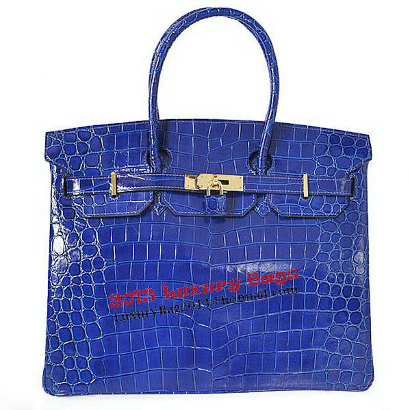 Hermes Birkin 35CM Tote Bag Blue Iridescent Croco Leather Gold Hermes Birkin 35CM Tote Bag Blue Iridescent Croco Leather Gold