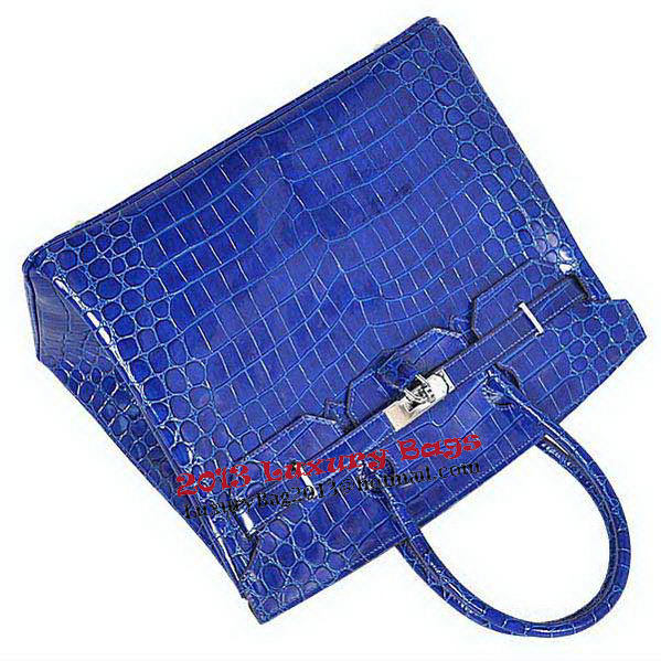 Hermes Birkin 35CM Tote Bag Blue Iridescent Croco Leather Silver Hermes Birkin 35CM Tote Bag Blue Iridescent Croco Leather Silver