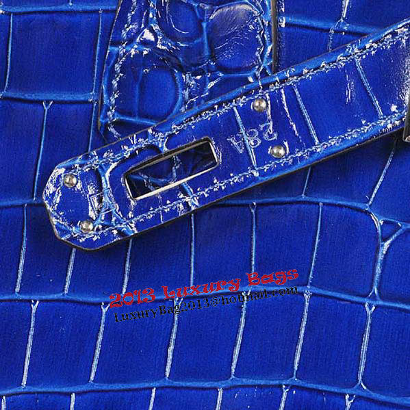 Hermes Birkin 35CM Tote Bag Blue Iridescent Croco Leather Silver Hermes Birkin 35CM Tote Bag Blue Iridescent Croco Leather Silver
