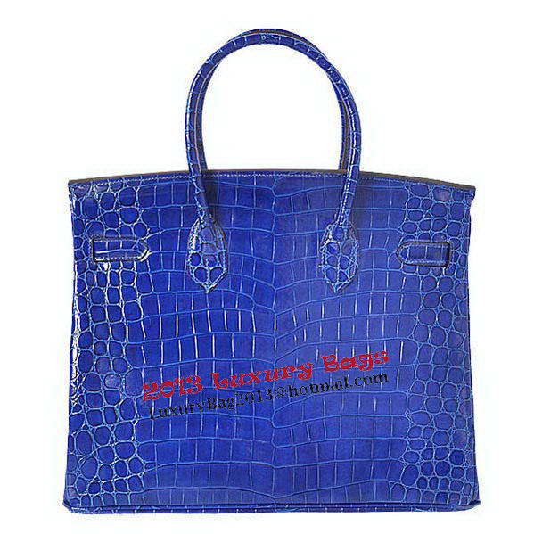 Hermes Birkin 35CM Tote Bag Blue Iridescent Croco Leather Silver Hermes Birkin 35CM Tote Bag Blue Iridescent Croco Leather Silver