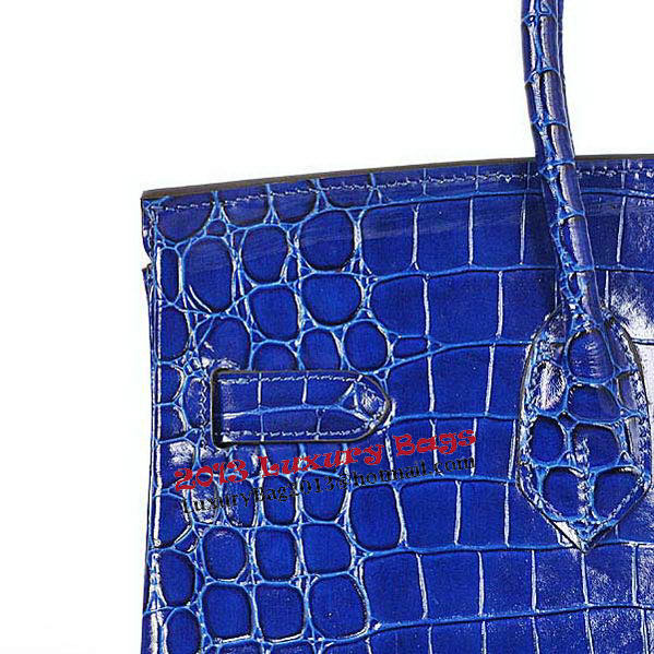 Hermes Birkin 35CM Tote Bag Blue Iridescent Croco Leather Silver Hermes Birkin 35CM Tote Bag Blue Iridescent Croco Leather Silver