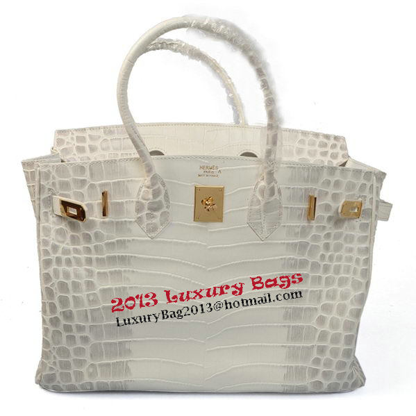 Hermes Birkin 35CM Tote Bag OffWhite Croco Leather Gold Hermes Birkin 35CM Tote Bag OffWhite Croco Leather Gold