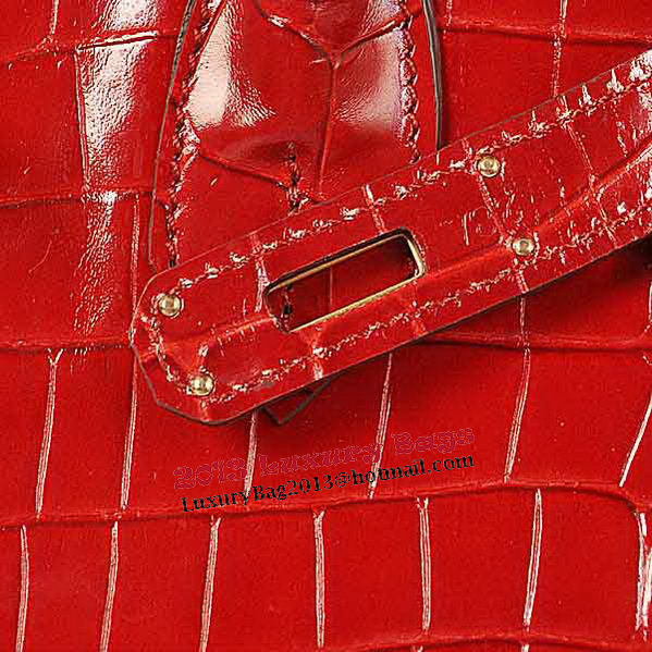 Hermes Birkin 35CM Tote Bag Red Iridescent Croco Leather Gold Hermes Birkin 35CM Tote Bag Red Iridescent Croco Leather Gold