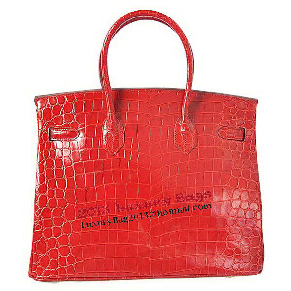 Hermes Birkin 35CM Tote Bag Red Iridescent Croco Leather Gold Hermes Birkin 35CM Tote Bag Red Iridescent Croco Leather Gold