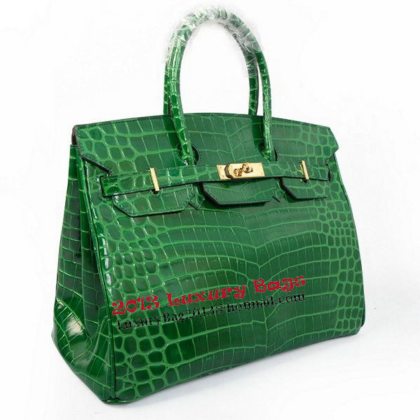Hermes Birkin 35CM Tote Bags Green Iridescent Croco Leather Gold Hermes Birkin 35CM Tote Bags Green Iridescent Croco Leather Gold