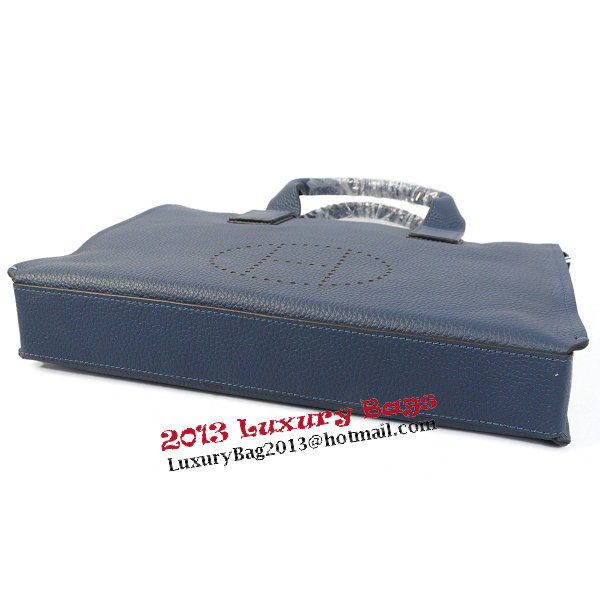 Hermes Briefcase Original Grainy Leather H8813 Royal Hermes Briefcase Original Grainy Leather H8813 Royal