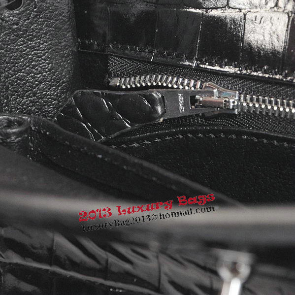 Hermes Kelly 32cm Shoulder Bags Black Iridescent Croco Leather Silver Hermes Kelly 32cm Shoulder Bags Black Iridescent Croco Leather Silver