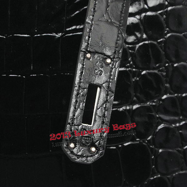 Hermes Kelly 32cm Shoulder Bags Black Iridescent Croco Leather Silver Hermes Kelly 32cm Shoulder Bags Black Iridescent Croco Leather Silver