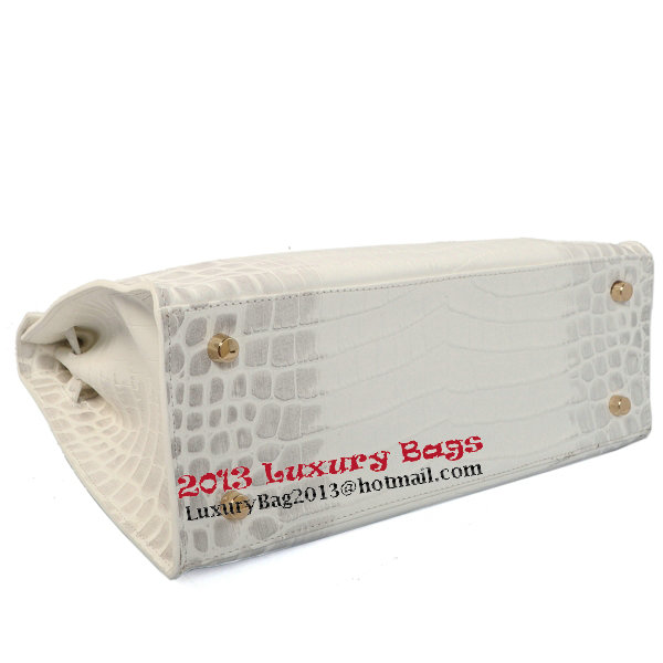Hermes Kelly 32cm Shoulder Bags OFFWhite Croco Leather Gold Hermes Kelly 32cm Shoulder Bags OFFWhite Croco Leather Gold
