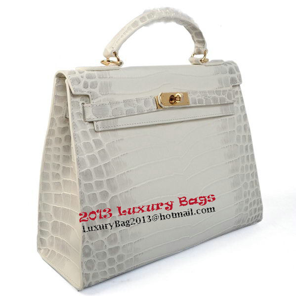 Hermes Kelly 32cm Shoulder Bags OFFWhite Croco Leather Gold Hermes Kelly 32cm Shoulder Bags OFFWhite Croco Leather Gold
