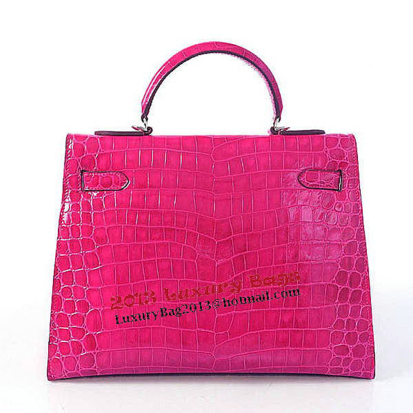Hermes Kelly 32cm Shoulder Bags Peach Iridescent Croco Leather Silver Hermes Kelly 32cm Shoulder Bags Peach Iridescent Croco Leather Silver