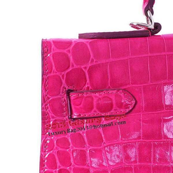 Hermes Kelly 32cm Shoulder Bags Peach Iridescent Croco Leather Silver Hermes Kelly 32cm Shoulder Bags Peach Iridescent Croco Leather Silver