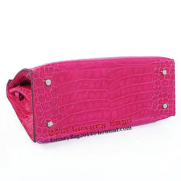 Hermes Kelly 32cm Shoulder Bags Peach Iridescent Croco Leather Silver Hermes Kelly 32cm Shoulder Bags Peach Iridescent Croco Leather Silver