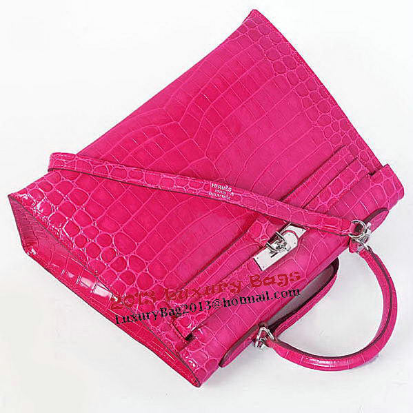 Hermes Kelly 32cm Shoulder Bags Peach Iridescent Croco Leather Silver Hermes Kelly 32cm Shoulder Bags Peach Iridescent Croco Leather Silver