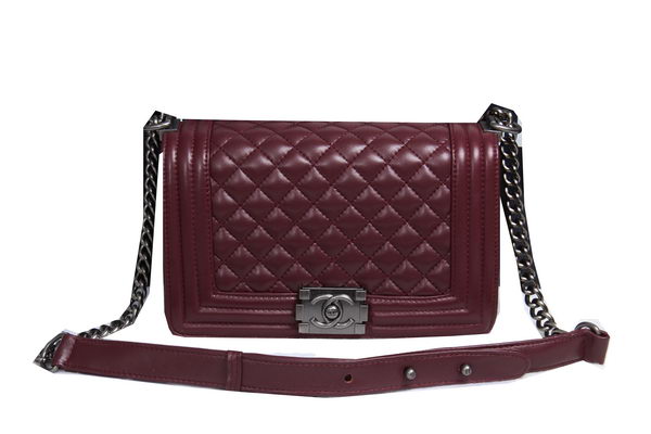 Boy Chanel Flap Shoulder Bag Sheepskin Leather CHA2068 Wine