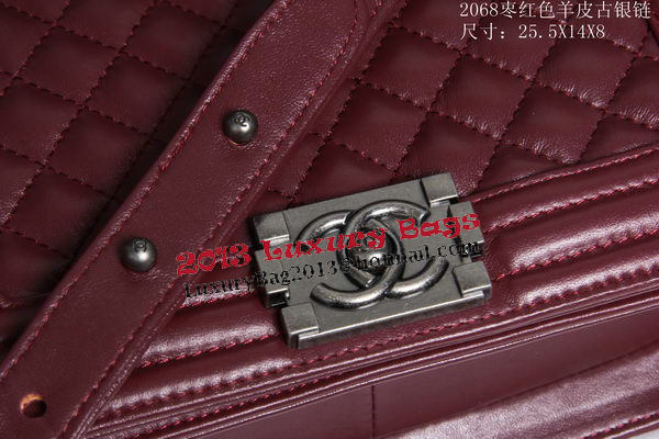 Boy Chanel Flap Shoulder Bag Sheepskin Leather CHA2068 Wine Boy Chanel Flap Shoulder Bag Sheepskin Leather CHA2068 Wine