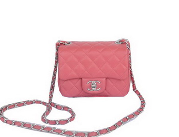 Chanel mini Classic Flap Bag Light Red Original Sheekskin 1115 Silver Chanel mini Classic Flap Bag Light Red Original Sheekskin 1115 Silver