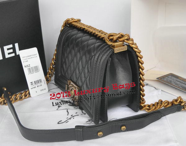 Chanel Boy Flap Shoulder Bag Black Original Lambskin Leather CHA67085 Gold Chanel Boy Flap Shoulder Bag Black Original Lambskin Leather CHA67085 Gold