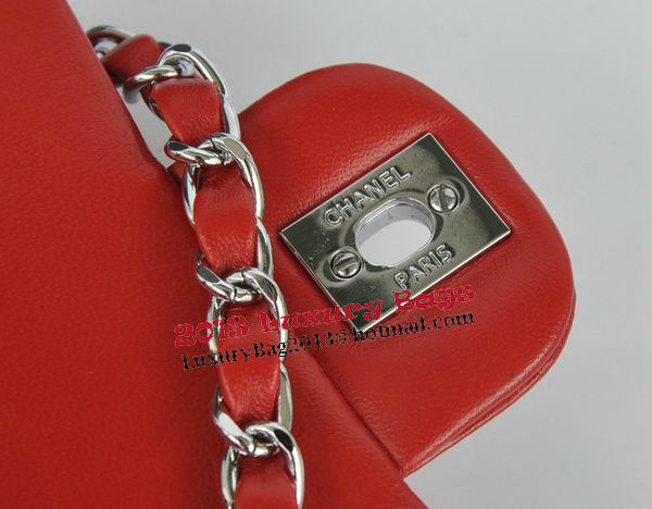 Chanel mini Classic Flap Bag Red Original Sheekskin CHA1115 Silver Chanel mini Classic Flap Bag Red Original Sheekskin CHA1115 Silver