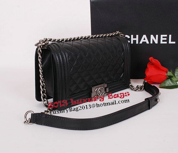 Le Boy Chanel Flap Shoulder Bag Black Sheepskin Leather CHA67086 Silver Le Boy Chanel Flap Shoulder Bag Black Sheepskin Leather CHA67086 Silver