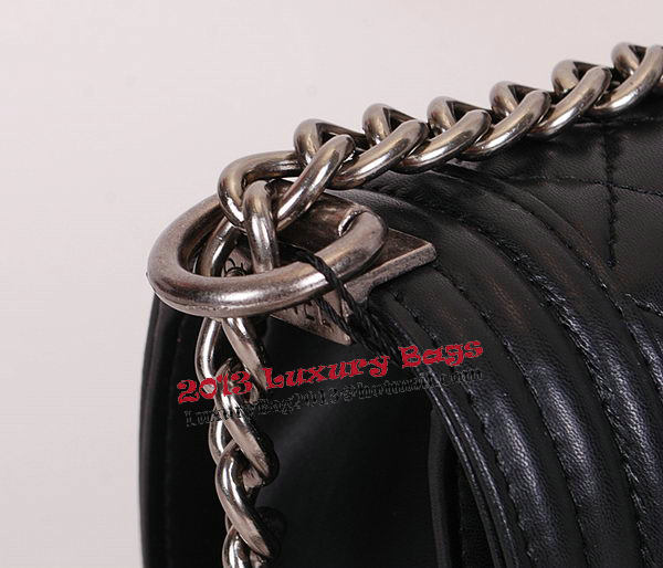 Le Boy Chanel Flap Shoulder Bag Black Sheepskin Leather CHA67086 Silver Le Boy Chanel Flap Shoulder Bag Black Sheepskin Leather CHA67086 Silver