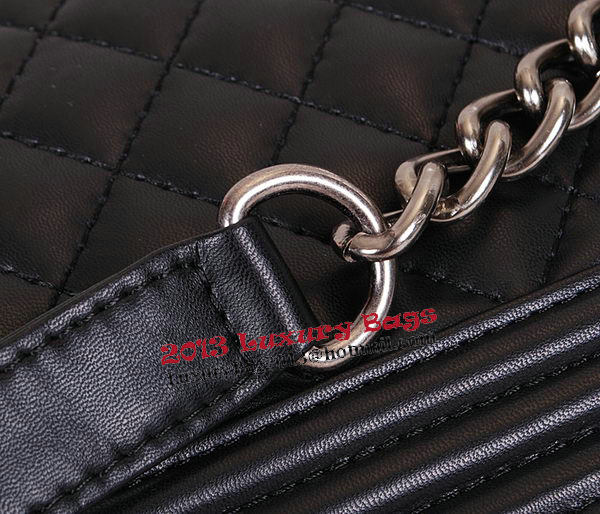 Le Boy Chanel Flap Shoulder Bag Black Sheepskin Leather CHA67086 Silver Le Boy Chanel Flap Shoulder Bag Black Sheepskin Leather CHA67086 Silver