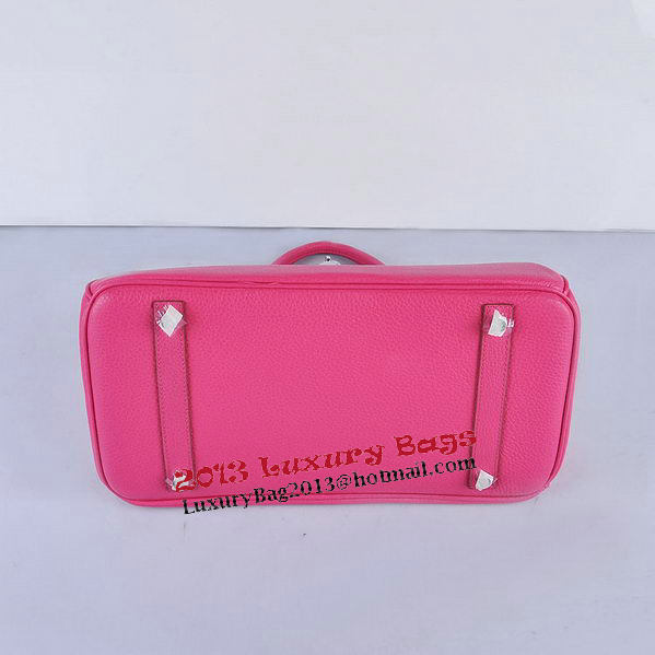 Hermes Birkin 35CM Tote Bag Rosy Grainy Leather Silver