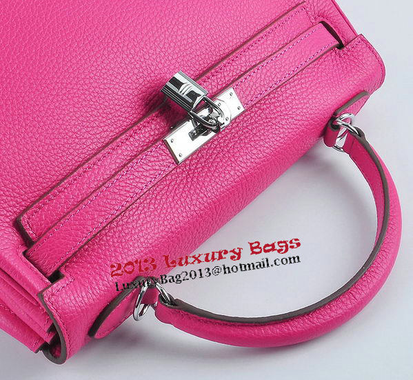 Hermes Kelly 32cm Shoulder Bags Rosy Grainy Leather Silver Hermes Kelly 32cm Shoulder Bags Rosy Grainy Leather Silver
