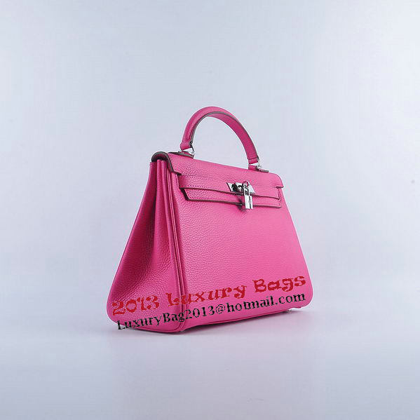 Hermes Kelly 32cm Shoulder Bags Rosy Grainy Leather Silver Hermes Kelly 32cm Shoulder Bags Rosy Grainy Leather Silver