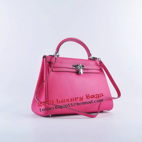 Hermes Kelly 32cm Shoulder Bags Rosy Grainy Leather Silver Hermes Kelly 32cm Shoulder Bags Rosy Grainy Leather Silver