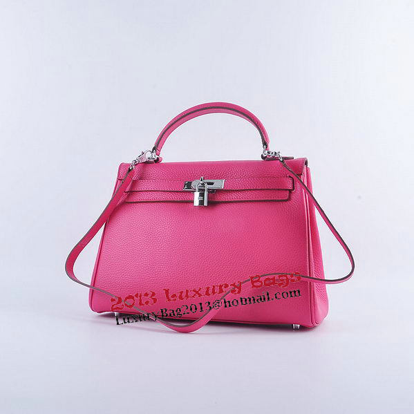 Hermes Kelly 32cm Shoulder Bags Rosy Grainy Leather Silver Hermes Kelly 32cm Shoulder Bags Rosy Grainy Leather Silver