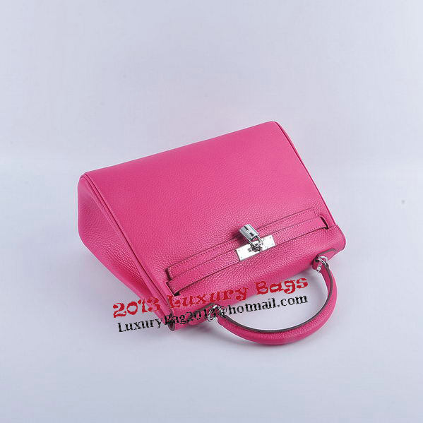 Hermes Kelly 32cm Shoulder Bags Rosy Grainy Leather Silver Hermes Kelly 32cm Shoulder Bags Rosy Grainy Leather Silver