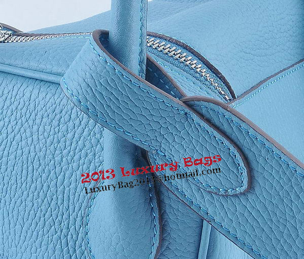 Hermes Lindy 30CM Grainy Leather Shoulder Bag H6207 Light Blue Hermes Lindy 30CM Grainy Leather Shoulder Bag H6207 Light Blue