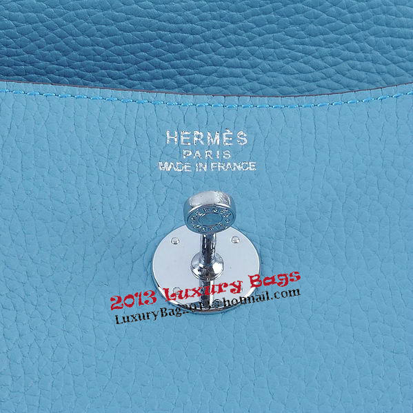 Hermes Lindy 30CM Grainy Leather Shoulder Bag H6207 Light Blue Hermes Lindy 30CM Grainy Leather Shoulder Bag H6207 Light Blue