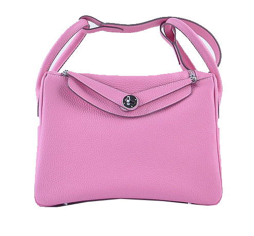 Hermes Lindy 30CM Grainy Leather Shoulder Bag H6207 Pink