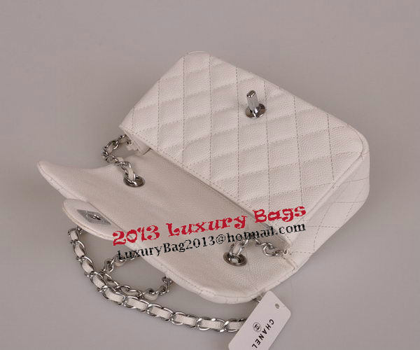 Chanel mini Classic Flap Bag White Cannage Pattern 1117 Silver Chanel mini Classic Flap Bag White Cannage Pattern 1117 Silver