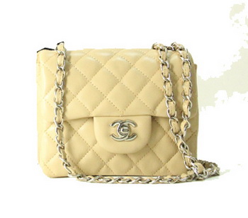 Chanel mini Classic Flap Bag Apricot Leather 1115 Silver Chain Chanel mini Classic Flap Bag Apricot Leather 1115 Silver Chain