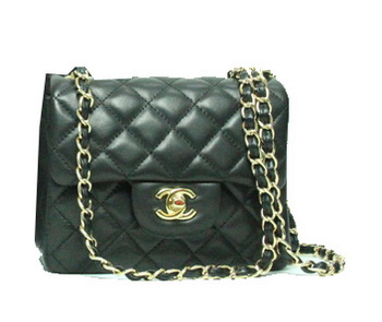 Chanel mini Classic Flap Bag Black Leather 1115 Gold Chain Chanel mini Classic Flap Bag Black Leather 1115 Gold Chain