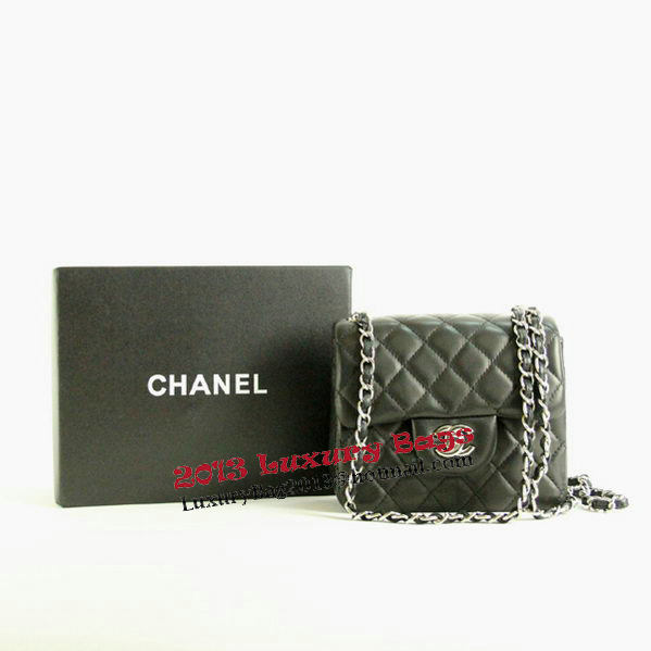 Chanel mini Classic Flap Bag Black Leather 1115 Silver Chain Chanel mini Classic Flap Bag Black Leather 1115 Silver Chain